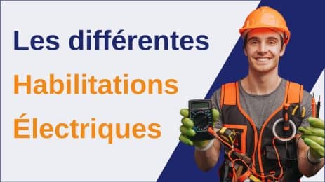 Technicien électrique qui porte un casque orange et qui nous montre un multimètre qu'il tient dans ses mains.