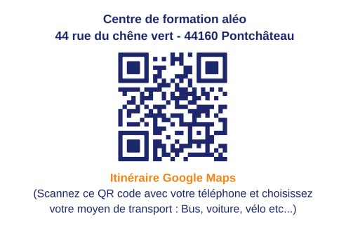 QR Code où est enregistré l'itinéraire du centre de formation aléo de Pontchâteau.